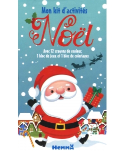 Mon Kit D Activites Noel 12 Crayons De Couleurs +Bloc De Jeux +Bloc De Coloriages
