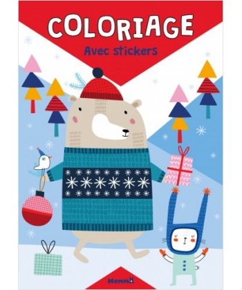 Coloriage Avec Stickers (Noel, Ours)