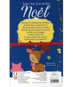 Mon Kit D Activites Noel (Pere Noel + Renne) 12 Crayons De Couleurs +Bloc De Jeux +Bloc De Coloriage