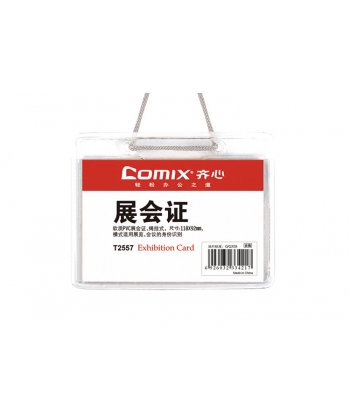 Name Badge Comix Horizontal 90X115Mm Soft W/Lanyard Transparent T2557