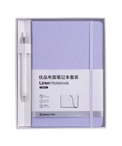 Notebook Comix A5 Ruled 122Sh Linen Cover W/Gel Pen L.Blue C5904T
