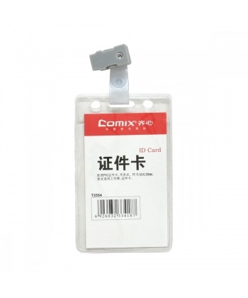 Name Badge Comix Vertical 64X106Mm W/Clip Transparent T2554