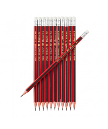 Pencil Comix Hb 12/Pack W/Eraser Assorted Mp2022