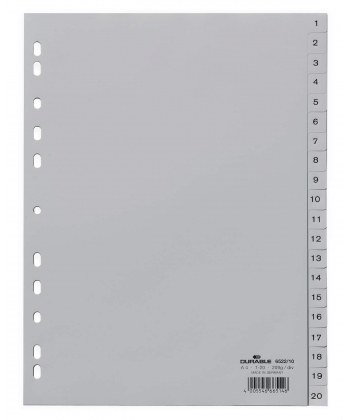 Divider Durable A4 Pp Numerical 1-20 Grey 6522-10