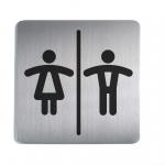 Message Sign Durable Pictogram 150X150Mm Square Stainless Steel Wc M/W 4958-23