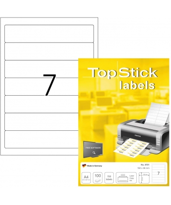 Label Topstick A4 100Sh/Pack 105.0X 37.0Mm 16 Labels/Sheet White 8712