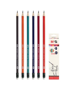 Pencil M&G Hb 12/Pack W/Eraser Triangular Assorted Awp30971