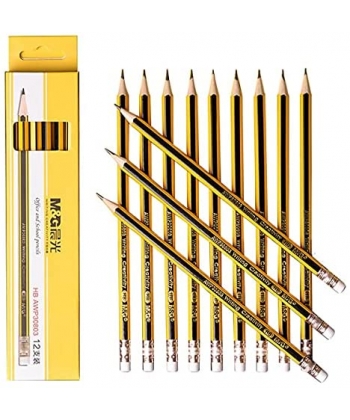 Pencil M&G Hb 12/Pack W/Eraser Yellow Awp30871