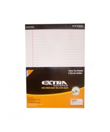 Writing Pad Mintra Extra 21.6X29.8 Ruled 100Sh Stapled White 10840
