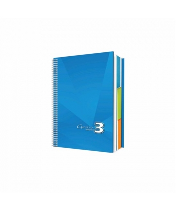 Notebook Bassile Freres Genio 767144 A4 Seyes 3 Sub 144 Sheets 70gm Spiral Hard Cover