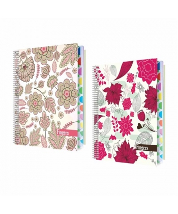 Notebook Bassile Freres Fingers A4 Seyes 12Sub 288sheets 60gm Spiral H.Cover 760288