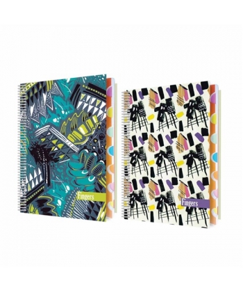 Notebook Bassile Freres Fingers 760192 A4 Seyes 8Sub 192 sheets 60gm Spiral H.Cover