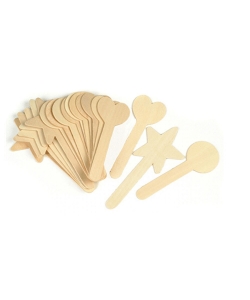 Wooden Craft Supplies Hands On Crafts Toppers Sticks Star/Heart/Round 8/Pack Cr050