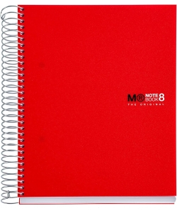 Notebook Miquelrius A5 Ruled 8Sub 200Sheets Pp Spiral Red 43003