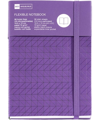 Notebook Miquelrius Nordic 104X150 Plain 96Sheets 100gm Flexible W/Elastic Ultra Violet Engraved 1139