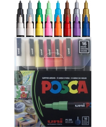 Posca Marker Paint Uni-Ball Pc-3M 0.9-1.3Mm Pack 16Colors