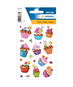 Sticker Decor Cup Cakes Foil Glittery