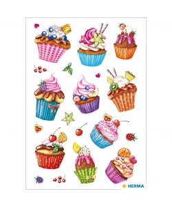 Sticker Decor Cup Cakes Foil Glittery