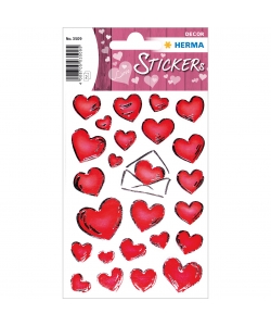 Sticker Decor Hearts Silver Embossed