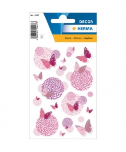 Sticker Decor Butterfly Flower Silver Embossed
