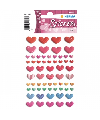 Sticker Magic Happy Color Hearts Puffy