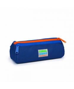 Pencil Case Kids Triangular 3 compatiments Navy/Orange