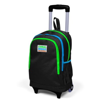 Backpack Kids Trolley Large 3 compatiments Black/Green