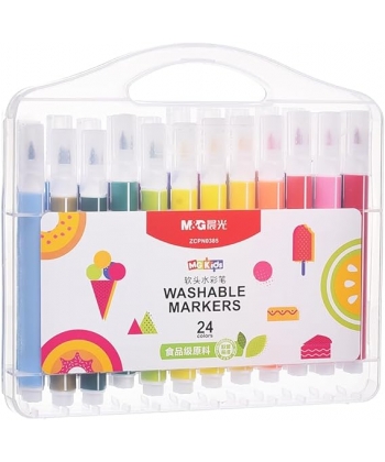 Marker M&G Soft Brush Washable Traingular 24/Pack Zcpn0385