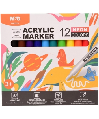 Marker M&G Acrylic 12/Pack Neon Apmt3311