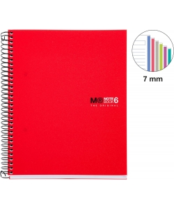 Notebook Mr Basic A5 Ruled 6Sub 150Sh Pp Spiral Red 2834