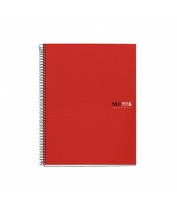 Notebook Mr Basic A5 Ruled 6Sub 150Sh Pp Spiral Red 2834