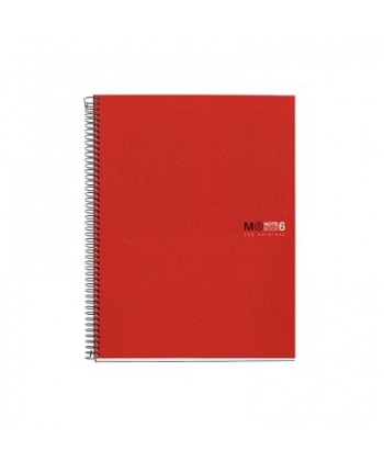 Notebook Mr Basic A5 Ruled 6Sub 150Sh Pp Spiral Red 2834