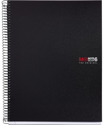 Notebook Mr Basic A4 Ruled 6Sub 150Sh Pp Spiral Black 2830