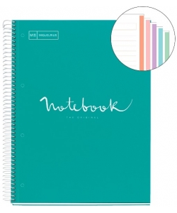 Notebook Mr Emotions A4 Ruled 5Sub 120Sh 90G Pp Spiral Turqu
