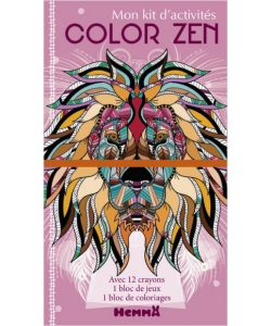 Mon Kit D Activites Color Zen (Lion) 12 Crayons De Couleurs +Jeux +Coloriages