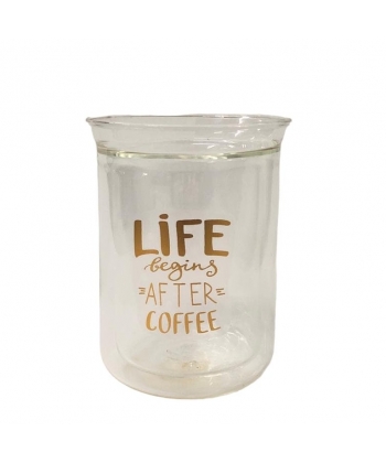 Glass Cup Life Begins After Coffee 9020-4