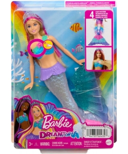 Barbie Dreamtopia Doll, Mermaid Toy with Water-Activated Light-Up Tail, Pink-Streaked Hair & 4 Colorful Light Shows , 12 inches