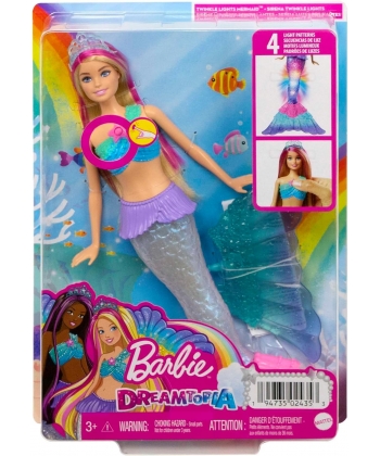 Barbie Dreamtopia Doll, Mermaid Toy with Water-Activated Light-Up Tail, Pink-Streaked Hair & 4 Colorful Light Shows , 12 inches
