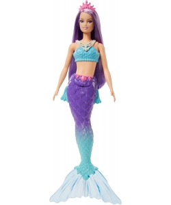 Barbie Dreamtopia Mermaid Doll (Purple Hair) with Blue & Purple Ombre Mermaid Tail and Tiara