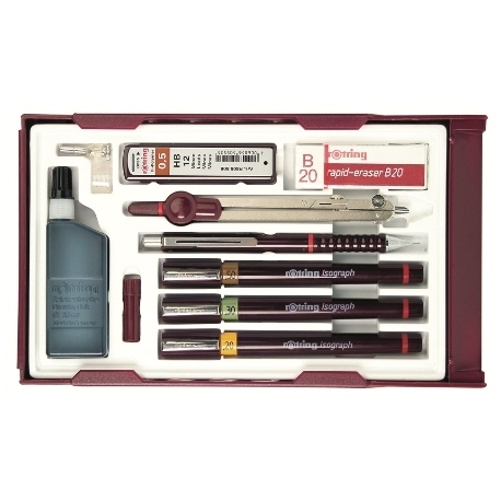 ROTRING COLLEGE SET 699450 0.2 0.4 0.6+ACCESSORIES+COMPASS
