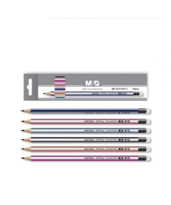 Pencil Mg 2B 12/Pack W/Eraser Triangular Assorted Awp30914