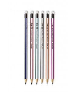 Pencil Mg 2B 12/Pack W/Eraser Triangular Assorted Awp30914