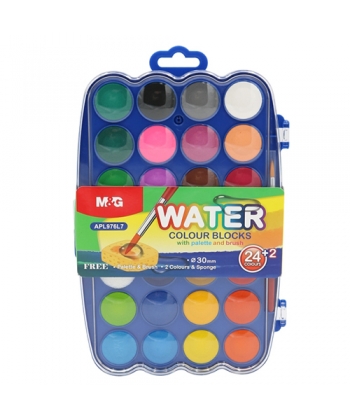 Watercolor Paint M&G Blocks 24+2/Pack 30 Mm Dots
