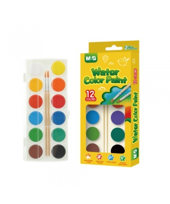 Watercolor Paint M&G 8Gr 12/Pack Dots 2 Brushes Apln6587