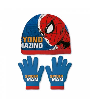 Hat Gloves Set Spiderman Neon