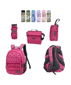 Backpack Fushia Genius Set 4 Pcs Printed
