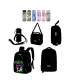 Backpack Black Printed Genius Set 4 Pcs