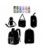Backpack Black Printed Genius Set 4 Pcs