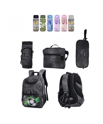 Backpack Football Grey Genius Set 4 Pcs Printed