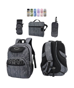 Backpack Grey Genius Set 4 Pcs